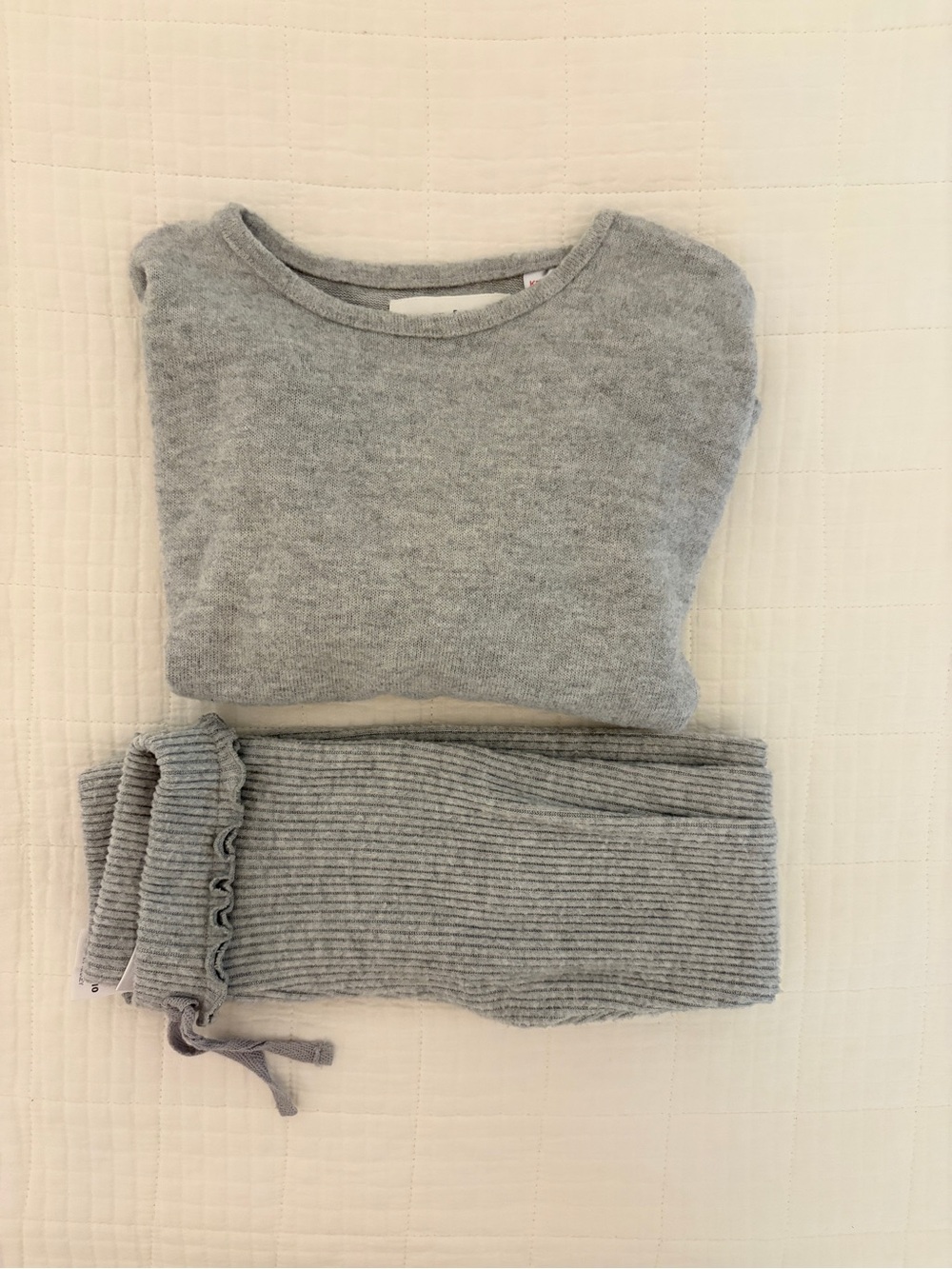 Zara Light Gray Crewneck Sweater with Ribbed Jogger Set